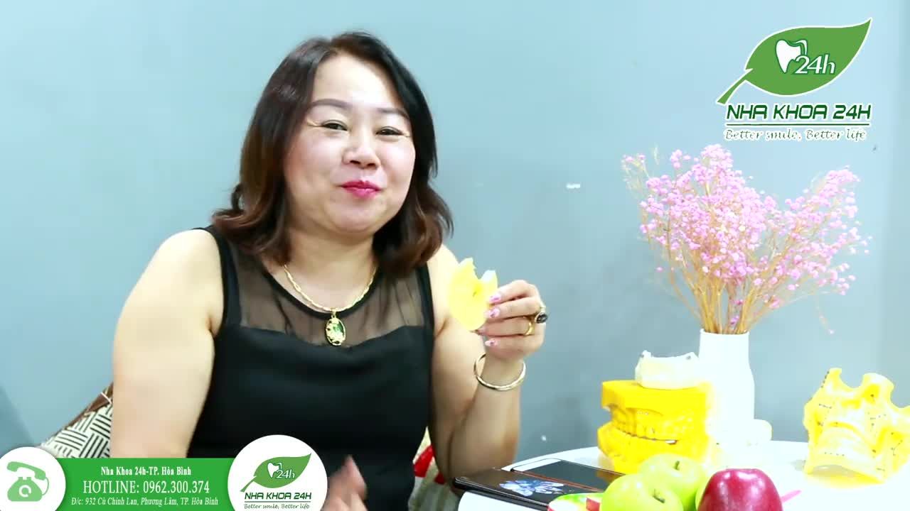 BN Nguyễn Thị Lan 48 tuổi ở Lương Sơn- Hoà Bình chia sẽ quá trình làm phục hình thẩm mỹ 20 răng sứ cao cấp Diamond Glass xuất sứ Italia bảo hành 15 năm tại Nha Khoa 24H.