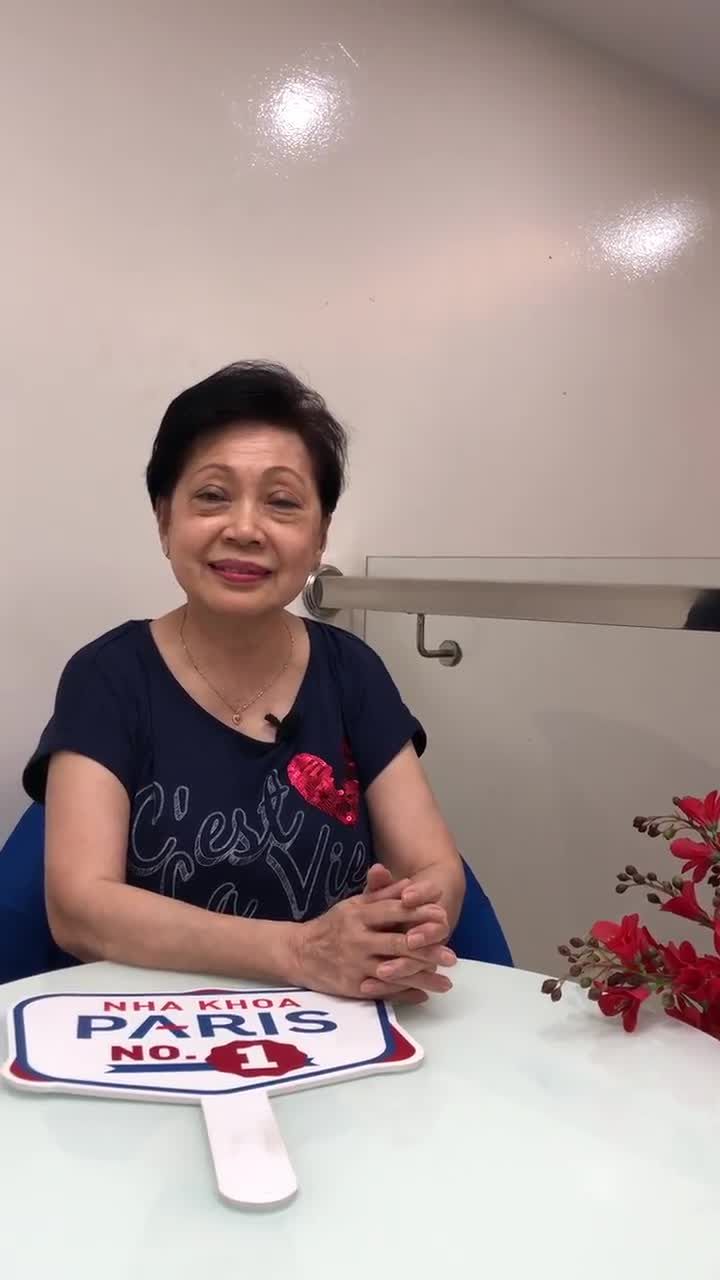 Chia sẻ cảm nhận từ vị khách đặc biệt là cô Liên (Tan Clairet), 73 tuổi, là Việt Kiều Pháp vừa thực hiện lấy dấu 4 răng sứ Vener tại nha khoa Paris 87 Nguyễn Thái Học do bác sĩ Nhật Anh thực hiện