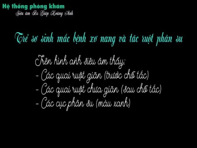 Hình ảnh siêu âm một trẻ sơ sinh mắc bệnh xơ nang và có tắc ruột phân su