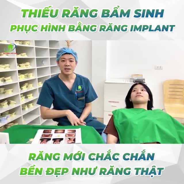 Bạn T. Huyền (17 tuổi) đến với nha khoa Thùy Anh trong tình trạng thiếu một chiếc răng số 2 hàm trên