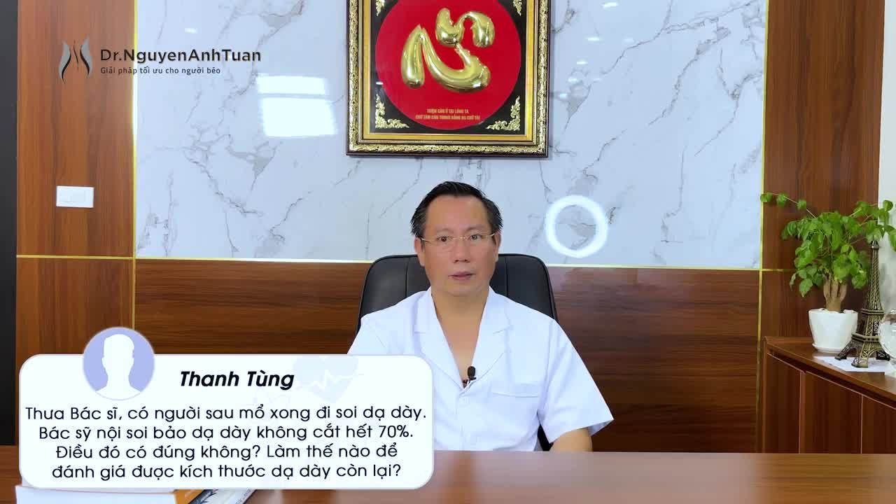 Nội soi dạ dày thông thường có xác định được phần trăm dạ dày còn lại sau Thu nhỏ Dạ dày - Giảm béo không?