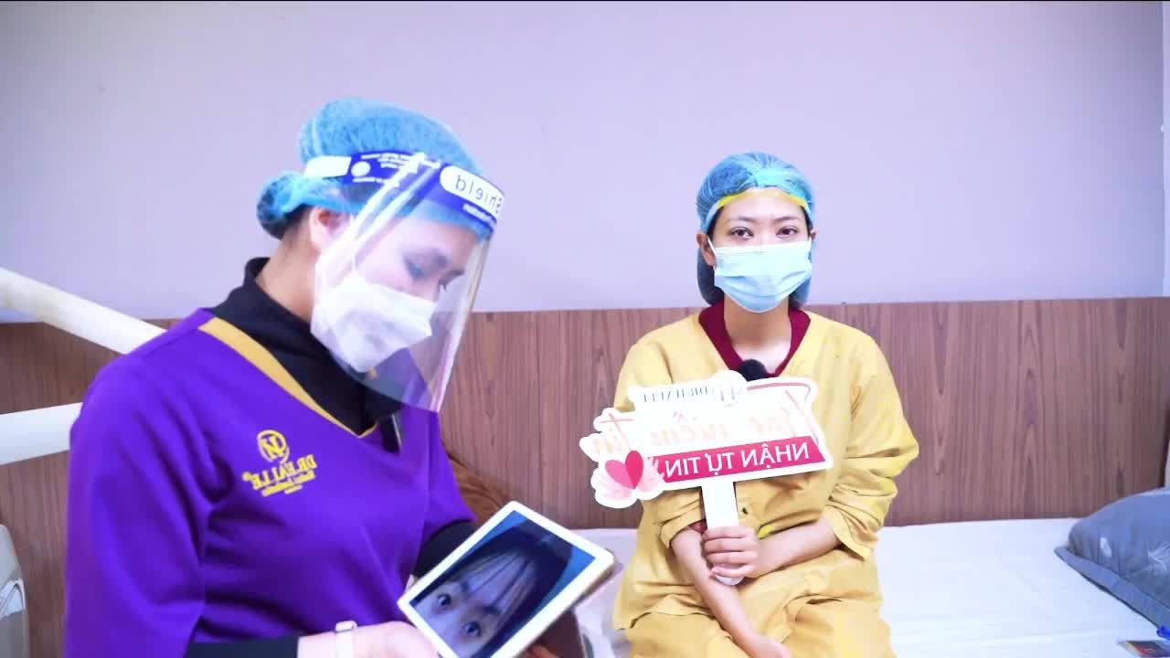 Khách hàng tự tin Livestream khoe với Ông Xã kết quả cắt mí kết hợp mở góc mắt ngay tại phòng mổ của Dr.Hải Lê không hề đau một tí nào cho ông xã ở nhà yên tâm đây ạ!