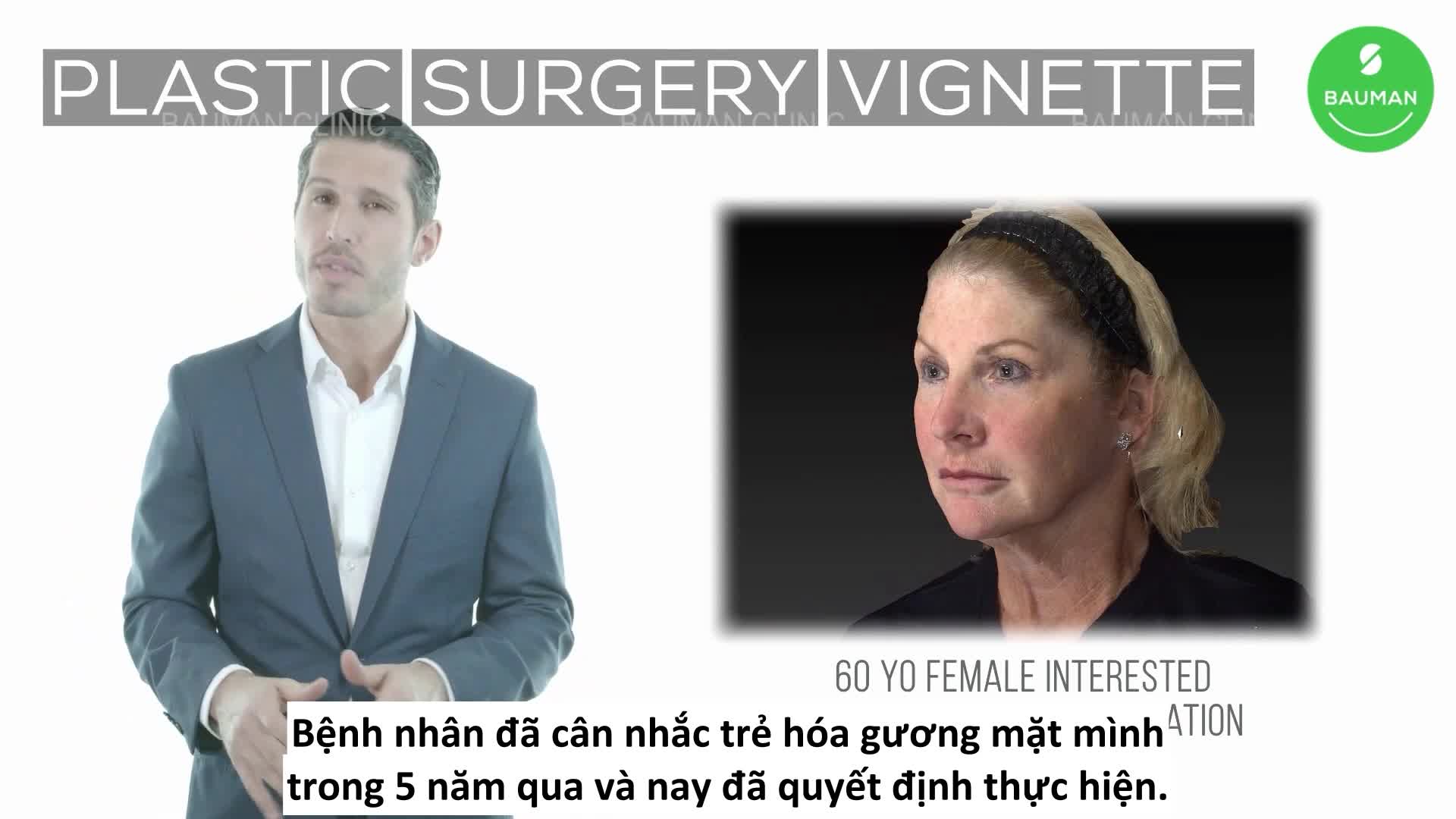 Bác sĩ phân tích và lên kế hoạch căng da mặt cho khách hàng 60 tuổi
