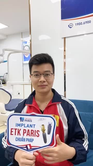 Cảm nhận khách hàng Hoàng Công Thái 21 tuổi đến từ Việt Yên - Bắc Giang sau cấy ghép Implant ETK Paris tại Nha Khoa Paris Bắc Ninh