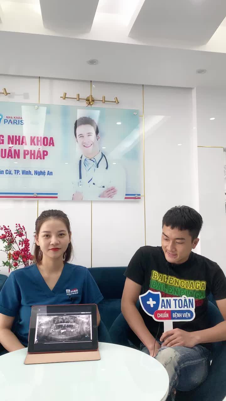 Khách hàng Nguyễn Trọng Châu - 25 tuổi - đến từ TP Vinh- Nghệ An sau phục hình 3R sứ trên implant tại Nha Khoa Paris
