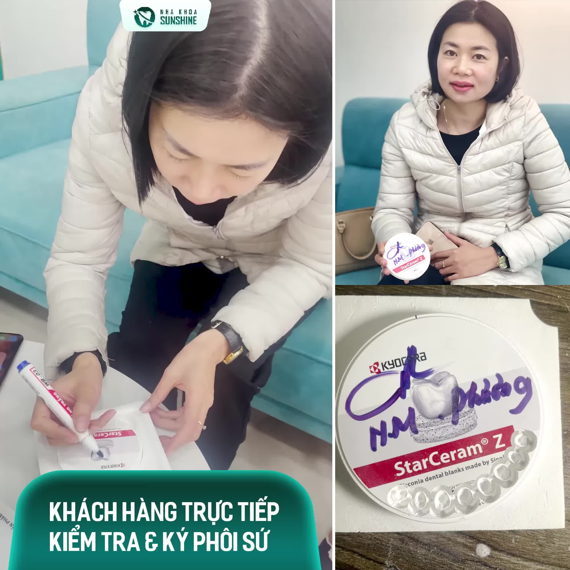 Khách hàng trực tiếp kiểm tra xác định phôi sứ chính hãng.