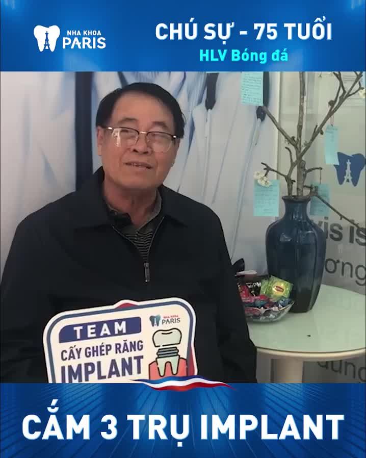 "Được thông gia giới thiệu đến nha khoa Paris để trồng răng Implant, sau 3 tuần tôi thấy rất tốt, không đau đớn gì cả".