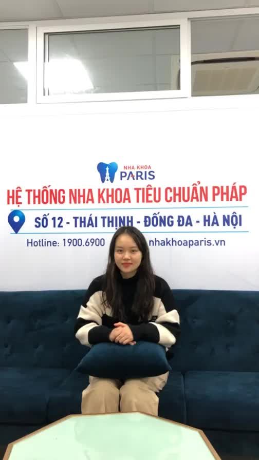 Khách hàng Trần Cẩm Chi sau quá trình cắm trụ Dentium HQ tại Nha khoa Paris 12 Thái Thịnh