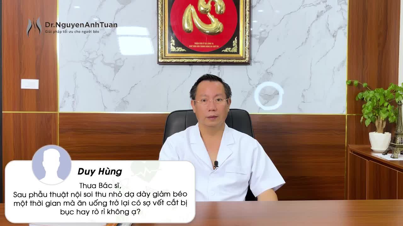 Nếu bạn còn đang thắc mắc sau phẫu thuật thu nhỏ dạ dày giảm béo. Vết cắt có bị bục hay rò rỉ và đặc biệt là có bị giãn ra hay không thì hãy xem video dưới đây.