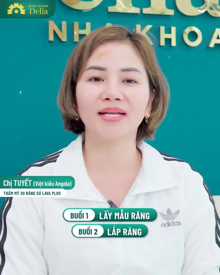 Mất tự tin khi giao tiếp bởi hàm răng ố vàng, chị Tuyết (Việt kiều Angola) đã quyết định thẩm mỹ 20 răng sứ Lava Plus tại nha khoa Delia.