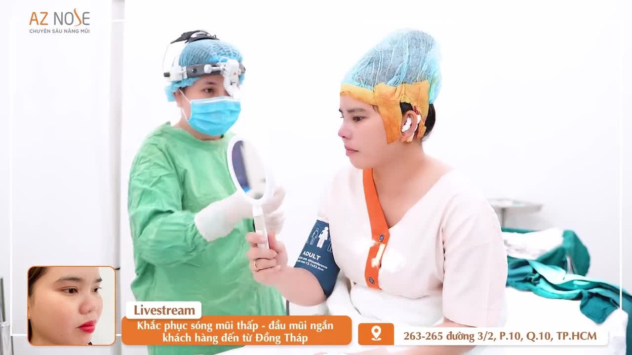 Bác Nhung khắc phục mũi ng.ắn cho khách hàng Đồng Tháp