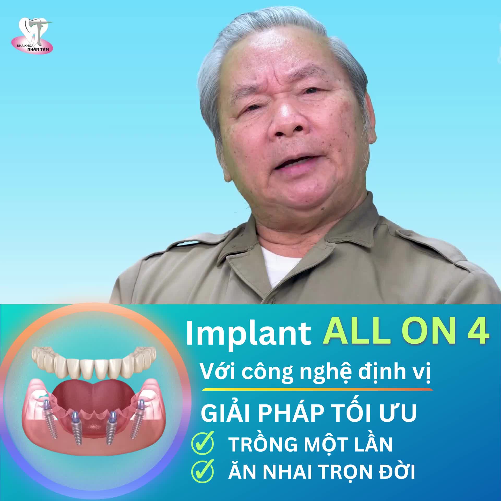 Implant All On 4 + Phục hình 12 răng sứ bắt vít trên Implant