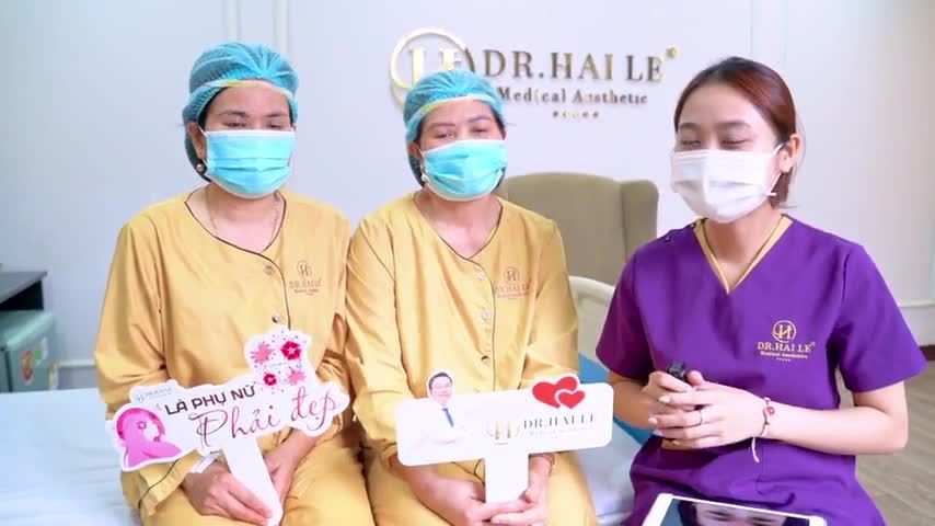 2 chị em tranh thủ lễ nghỉ nhiều ngày đến Dr.Hải Lê làm đẹp lại còn được nhận thêm ưu đãi hời nữa > Một công đôi việc cả nhà cùng theo dõi ạ