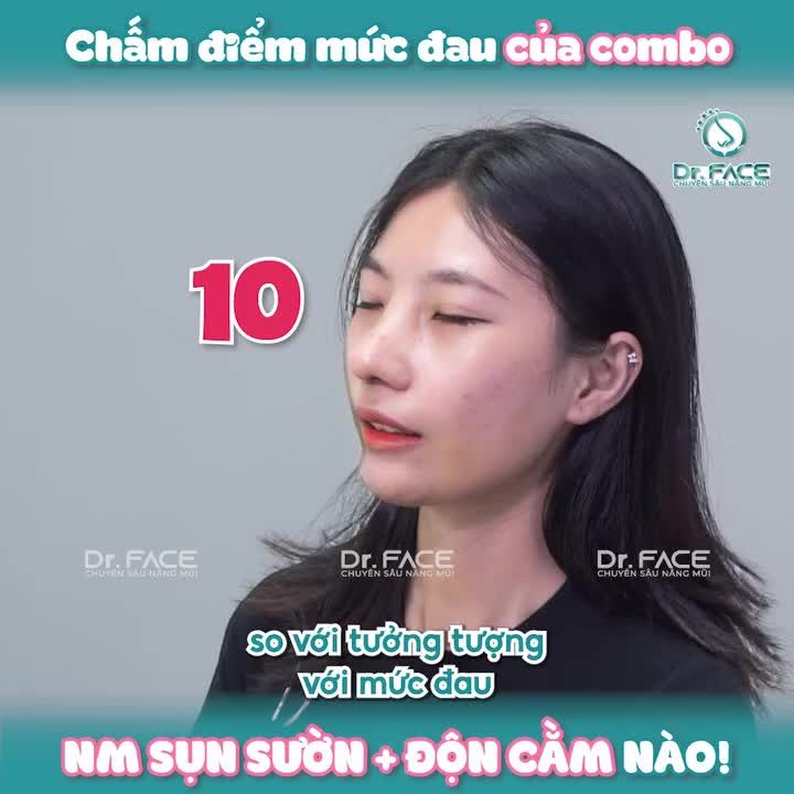 CHẤM ĐIỂM MỨC ĐAU của combo nm sụn sườn + độn cằm nào!