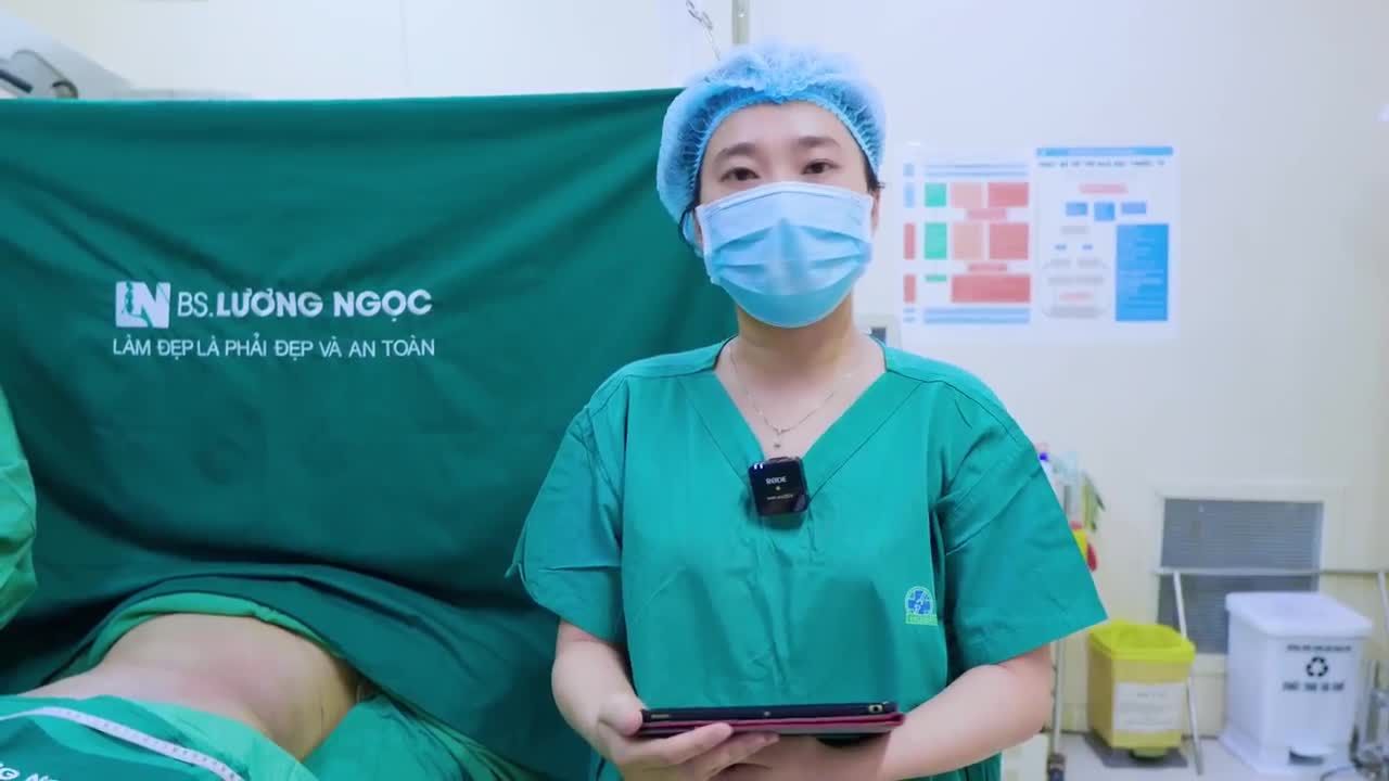 Chỉ sau 60 phút thực hiện HÚT MỠ TẠO DÁNG cùng ekip Bác sĩ Lương Ngọc, chị H đã thay đổi ngoạn mục: