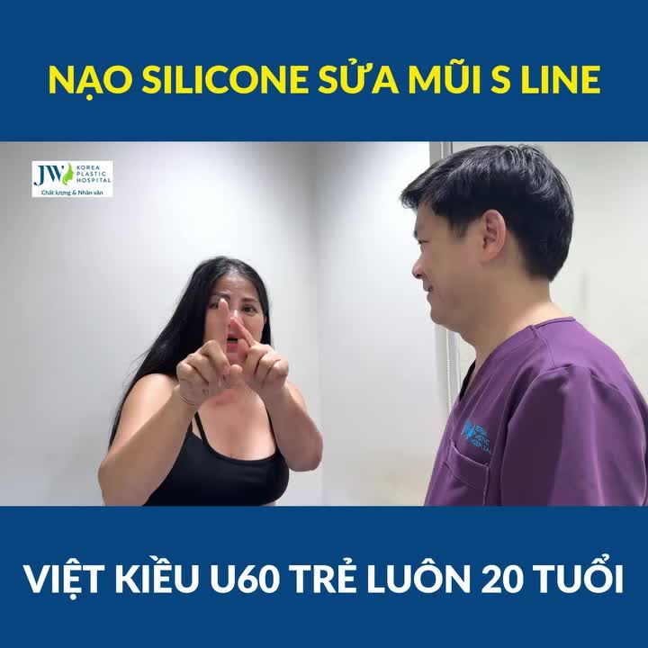 CĂNG Bác sĩ Tú Dung NẠO SILICONE VÓN CỤC tái phẫu thuật NÂNG MŨI S LINE cho Việt kiều U60