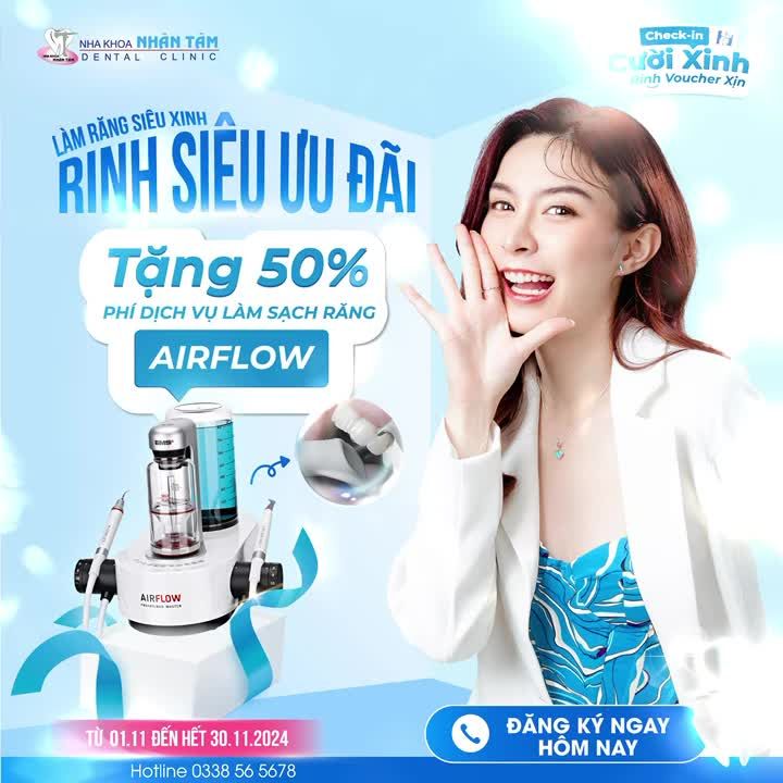 Làm răng xinh, nhận quà to: Tặng 50% gói làm sạch răng Airflow