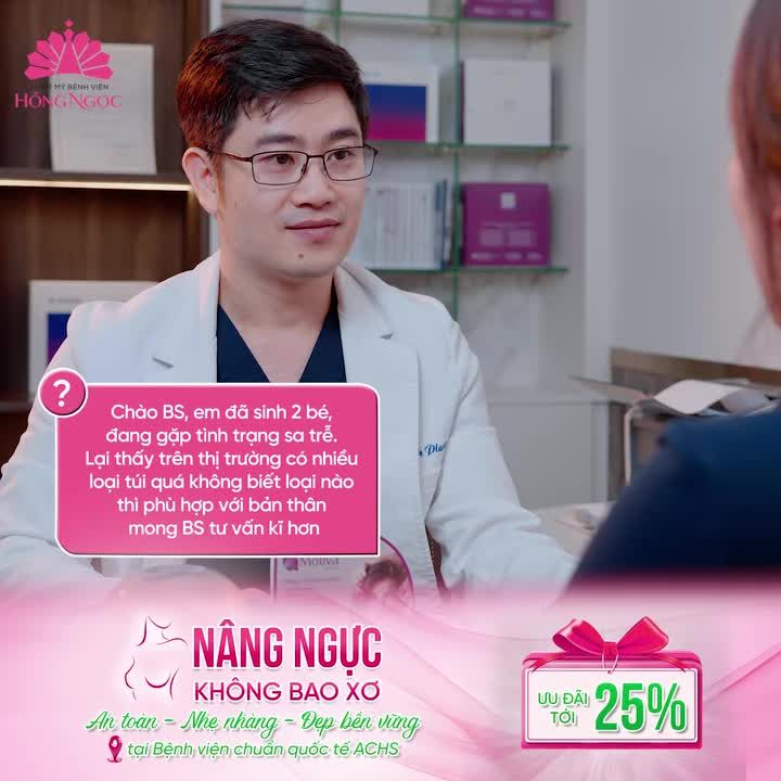 Nâng ngực từ A-Z cho khách hàng đã sinh 2 bé, sa trễ độ 1
