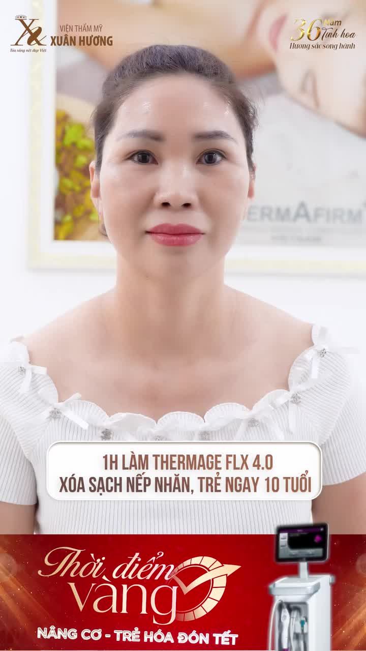 Feedback cận cảnh làn da trẻ hóa rõ rệt sau 60 phút Thermage FLX