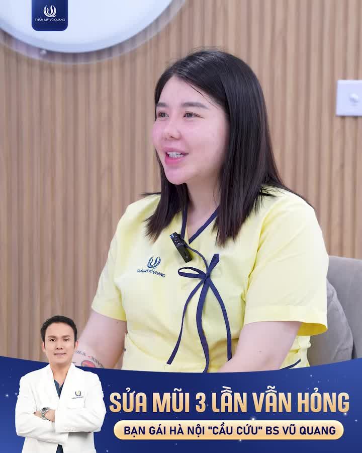 Sửa mũi hỏng không chỉ đau về thể xác mà còn là áp lực tâm lý cực lớn. Xem video và khám phá quá tình "giải cứu" chiếc mũi 3 lần hỏng từ Bác sĩ Vũ Quang nhé!