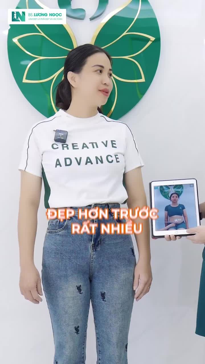 "Quần mới mua cách đây mấy hôm lại lỏng rồi!" - Chị H ngỡ ngàng với kết quả vòng eo thon gọn nhanh chóng sau khi hút mỡ tạo dáng bởi e kip Bác sĩ Lương Ngọc