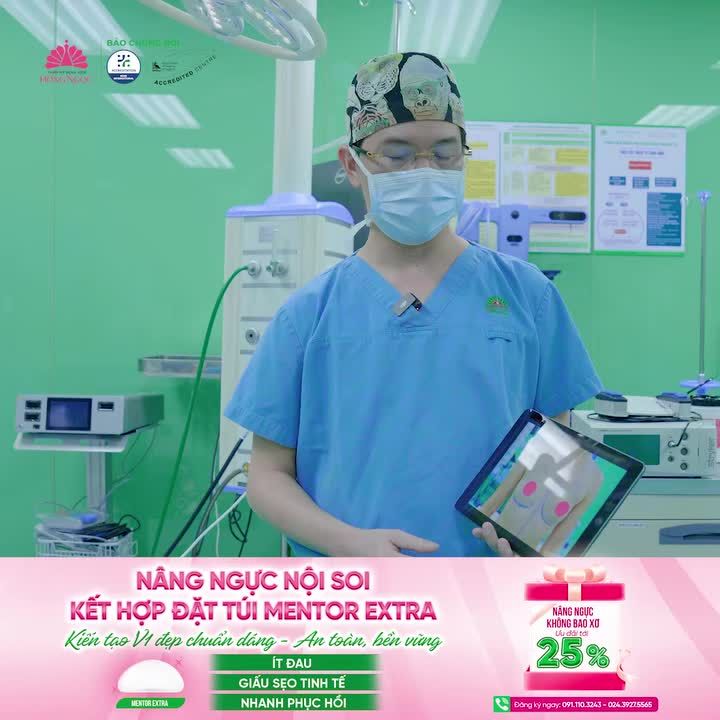 NÂNG NGỰC NỘI SOI KẾT HỢP TÚI MENTOR EXTRA