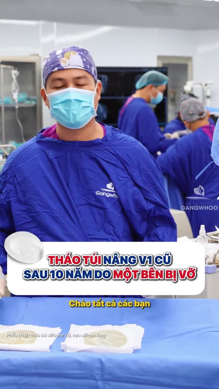 Khách hàng từng nâng vòng 1 tại một cơ sở khác cách đây 10 năm và tìm đến BVTM Gangwhoo để thăm khám do xuất hiện tình trạng đau, co thắt và hai bên vòng 1 mất cân đối