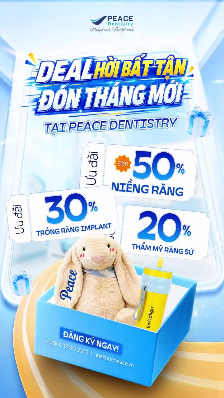 Bạn quan tâm đến Niềng răng, Implant hay Răng sứ thẩm mỹ? Chỉ cần nhắn tin cho Peace Dentistry, nha khoa sẽ tư vấn chi tiết và giữ suất ưu đãi số lượng giới hạn dành cho bạn.