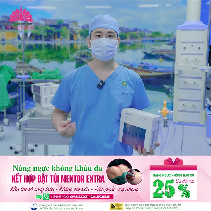 NÂNG NGỰC KHÔNG KHÂU DA kết hợp đặt túi MENTOR MEMORYGEL™ XTRA
