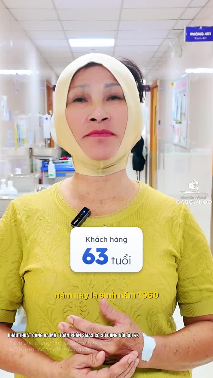 66 tuổi - diện mạo 55 tuổi sau 1 lần căng da mặt Smas có sử dụng nội soi 4K tại Bệnh viện thẩm mỹ Gangwhoo