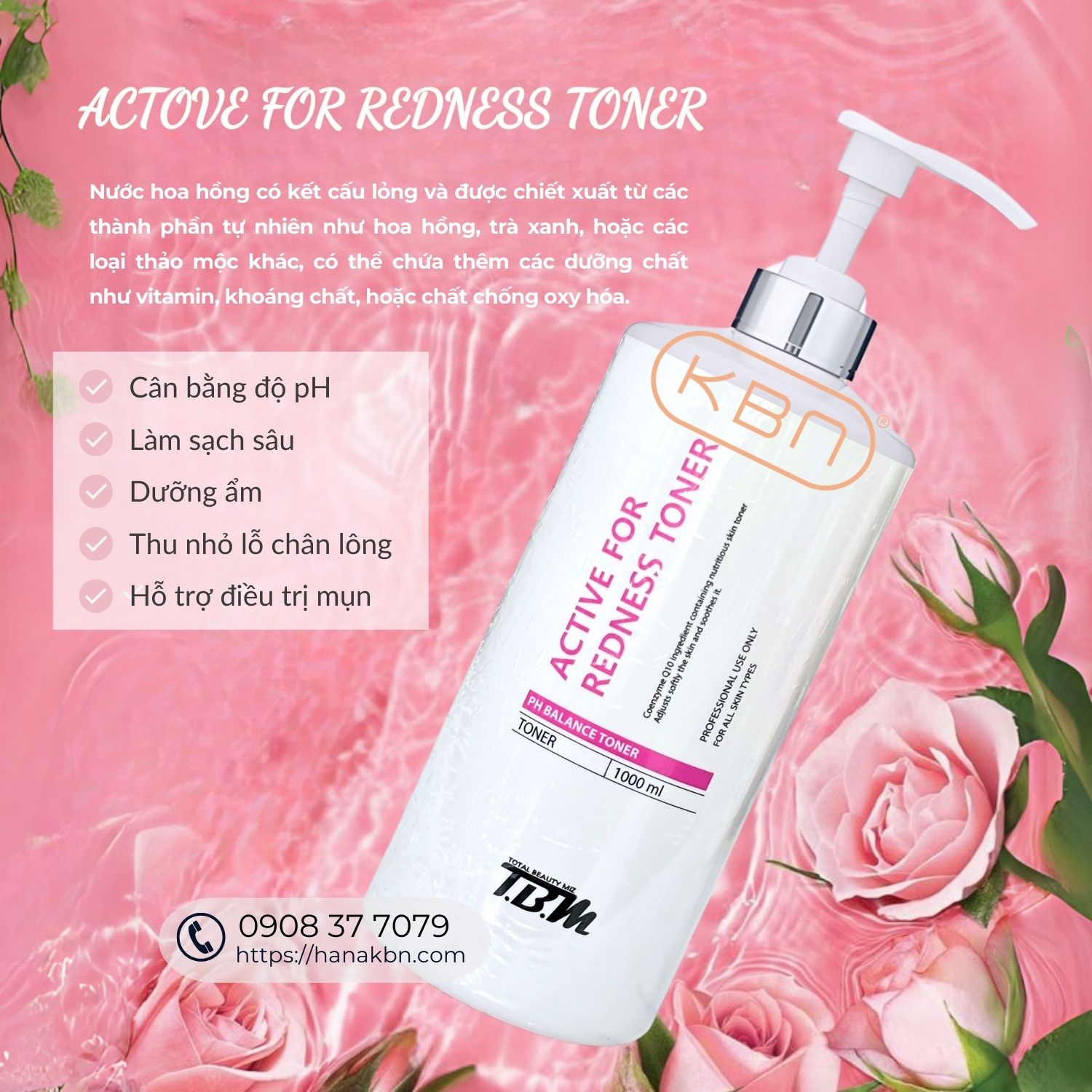 Nước hoa hồng Active for Redness Toner - HanaKBN