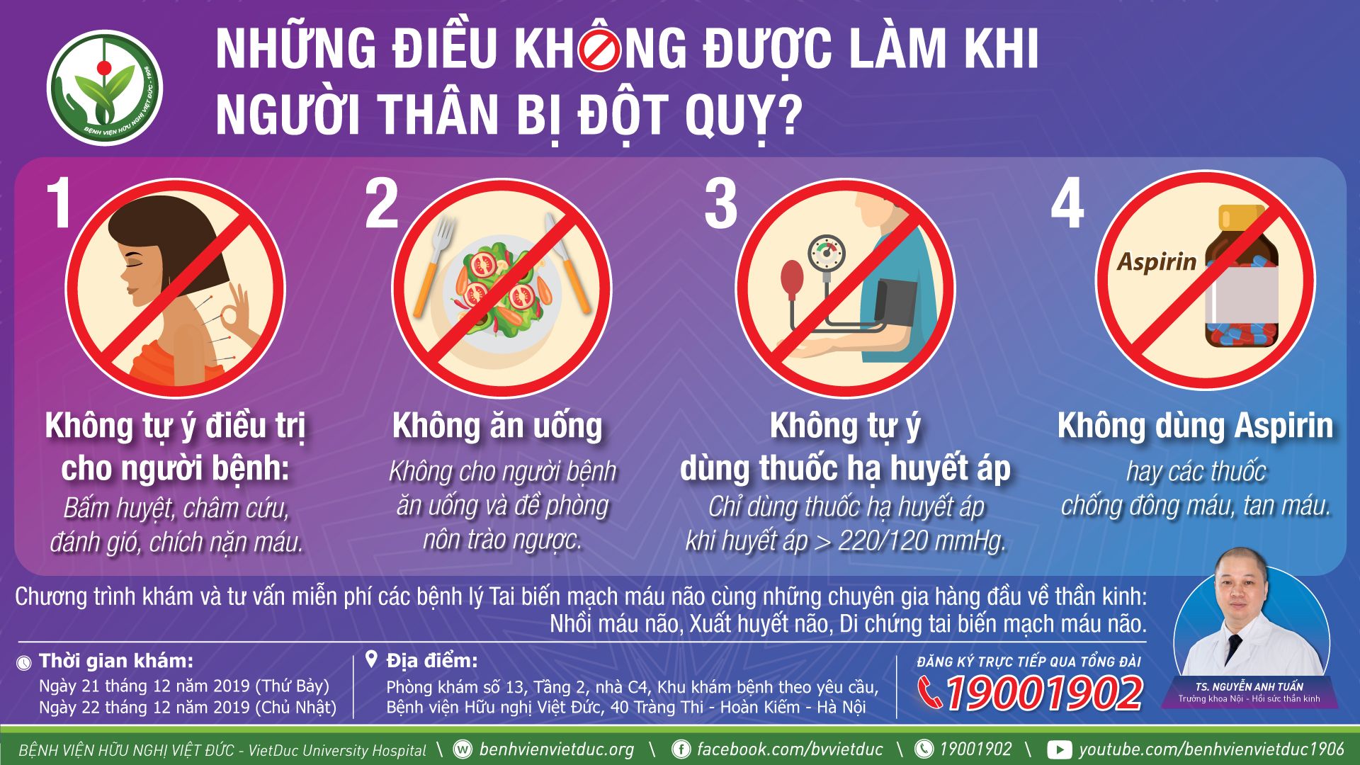 Những điều không được làm khi người thân bị đột quỵ - Bệnh viện Việt Đức