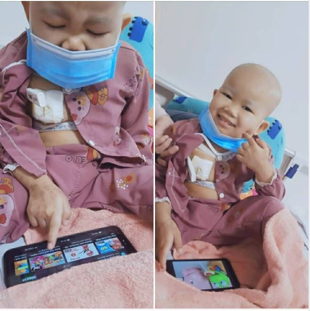 Bé con dũng cảm chiến đấu với bệnh ung thư
