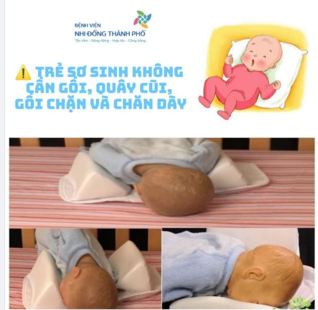 Trẻ sơ sinh không cần gối, quây cũi, gối chặn và chăn dày