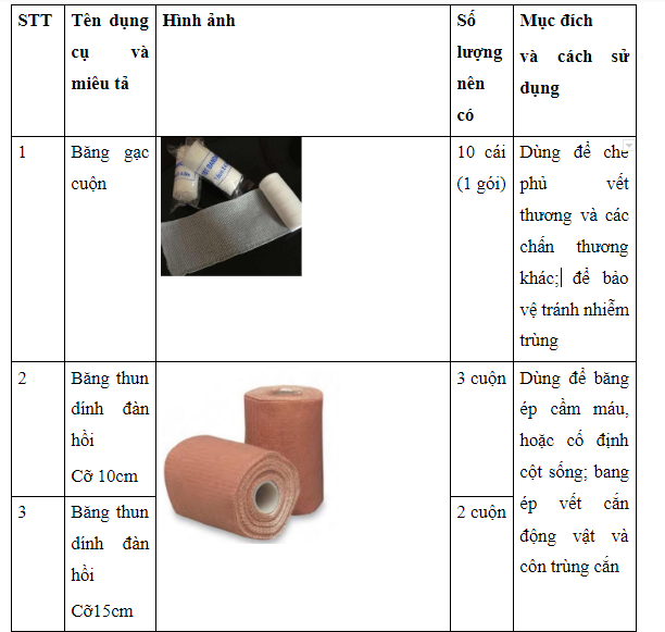 Bộ dụng cụ sơ cứu ban đầu