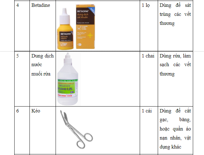 Bộ dụng cụ sơ cứu ban đầu