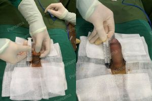 Độn dương vật bằng mô da nhân tạo, đường mổ ở mu, khách hàng 32 tuổi, Thái Nguyên - ca 148