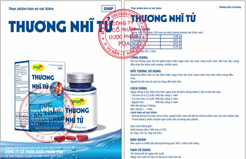 PQA Thương Nhĩ Tử được Cục ATTP - Bộ Y tế chứng nhận và cấp phép lưu hành toàn quốc