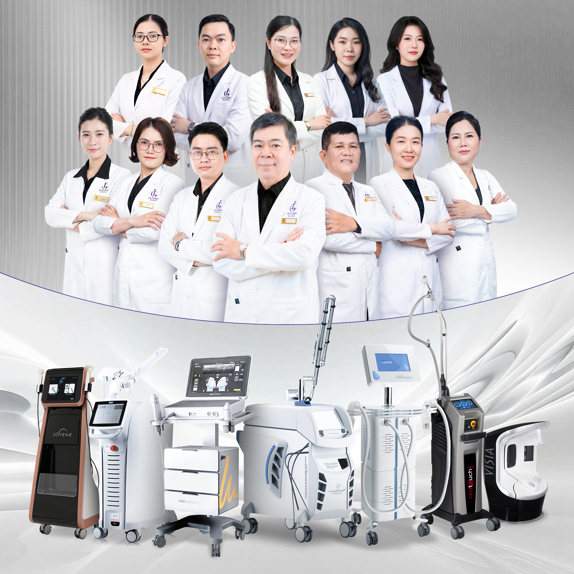 Đội ngũ bs và hệ thống máy móc hiện đại tại Phòng khám Da liễu LG